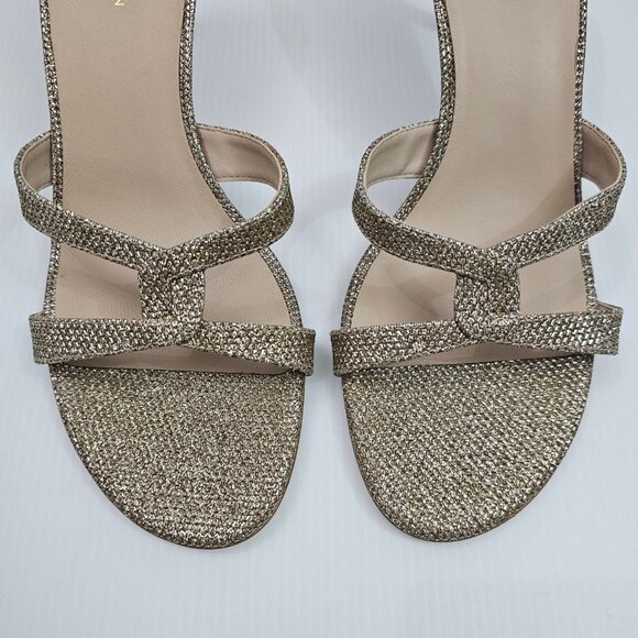 Stuart Weitzman Soiree Shimmer Heels Womens 9.5 Gold Strappy Evening Sandal - Picture 5 of 12